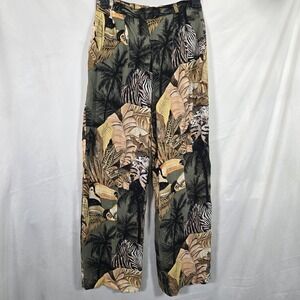 Vintage Alberto Makali Jungle Safari Theme Pants High Rise Straight‎ Leg Size 4